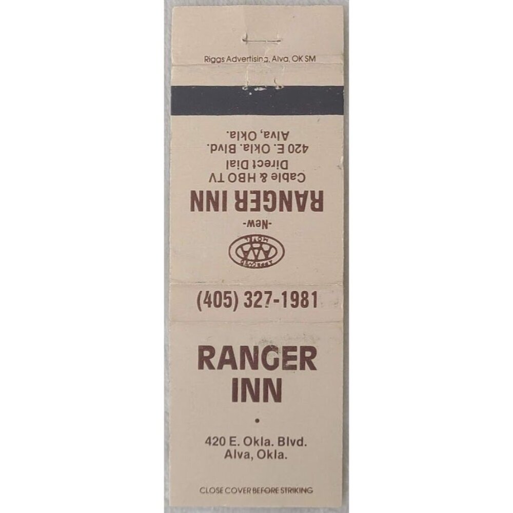 Vintage Matchbook Cover Ranger Inn Alva OK Oklahoma